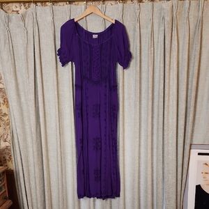 Purple Bohemian Off-Shoulder Dress